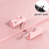 מטען נייד קומפקטי עם מעמד וטעינה כפולה