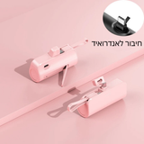 מטען נייד קומפקטי עם מעמד וטעינה כפולה